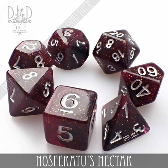 DND Dice Set - Nosferatu's Nectar - 7 Resin Dice - Fantasy RPG Tabletop Gaming - Picture 3 of 3